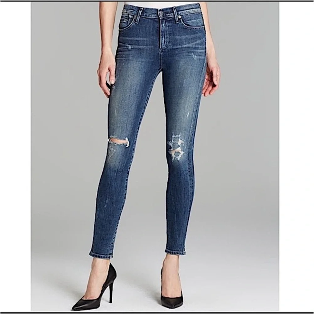 Citizens Of Humanity Distressed Skinny Jeans Size 27 Stretch Fit - Picture 2 of 10